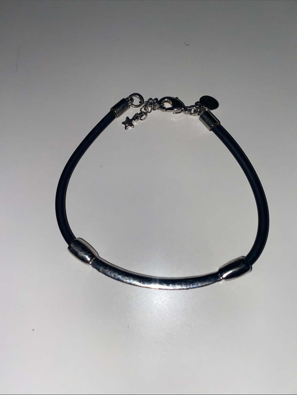 Kids Jolly Black Cord Bracelet with Silver Rhinestone Bar